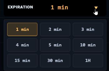 Expiration dropdown.